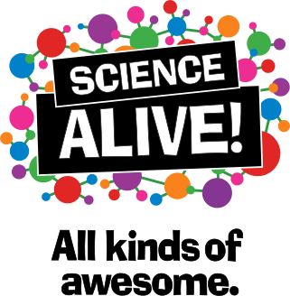 Science Alive! logo with tag line "All kinds of awesome"
